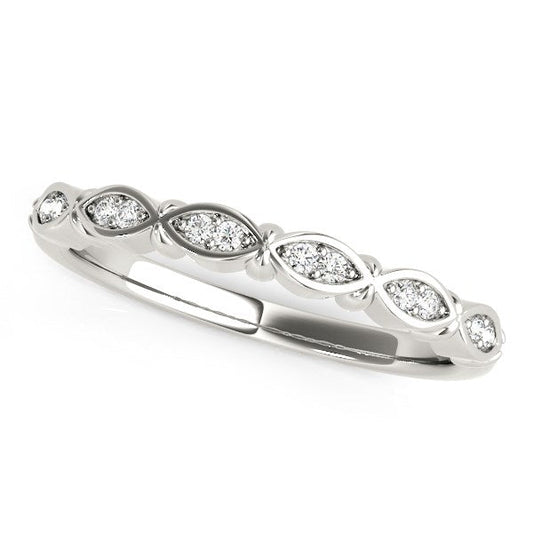 Alianza de boda de oro blanco de 14k con diseño de infinito único con diamantes (1/10 cttw)