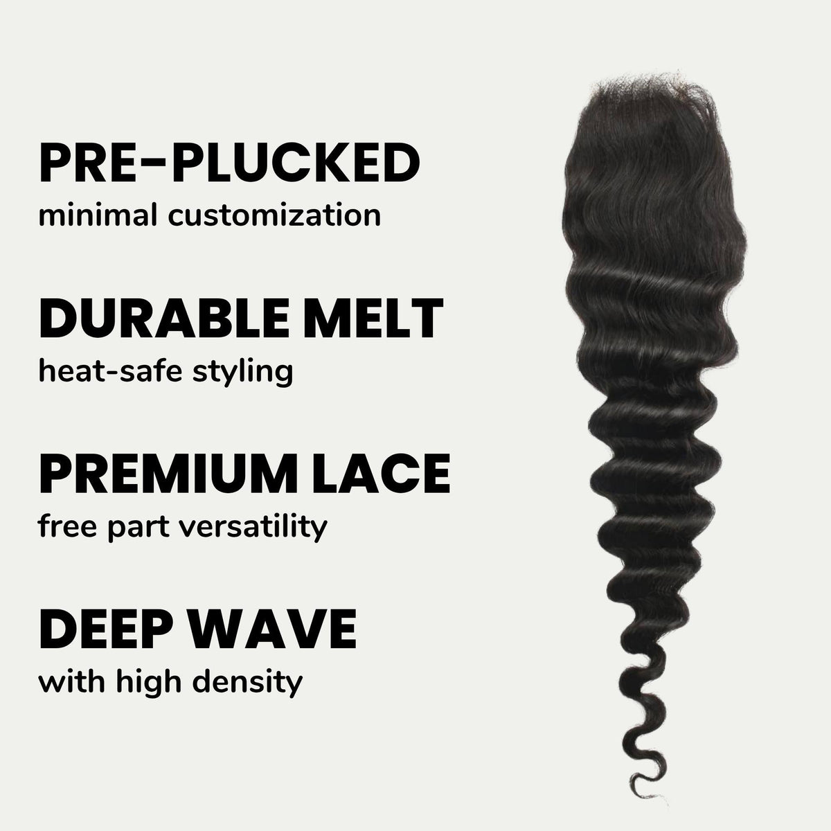 Deep Wave 2x6 Transparent Lace Human Hair Closure Luxegan