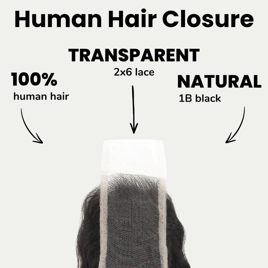 Deep Wave 2x6 Transparent Lace Human Hair Closure Luxegan