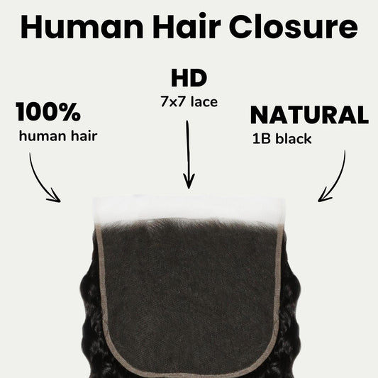 Deep Wave 7x7 HD Lace Human Hair Closure Luxegan