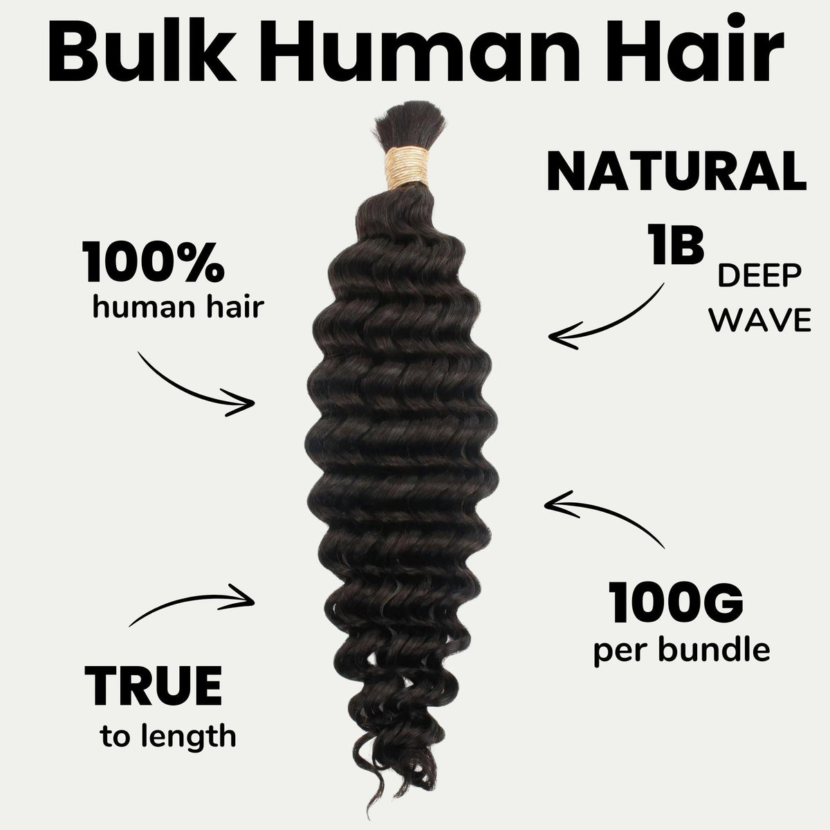 Deep Wave Bulk 100% Human Braiding Hair Luxegan