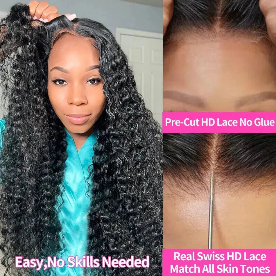Deep Wave Glueless Lace Closure Wig | Pre-Cut | Ready to Wear | Brazilian Remy Hair Luxegan
