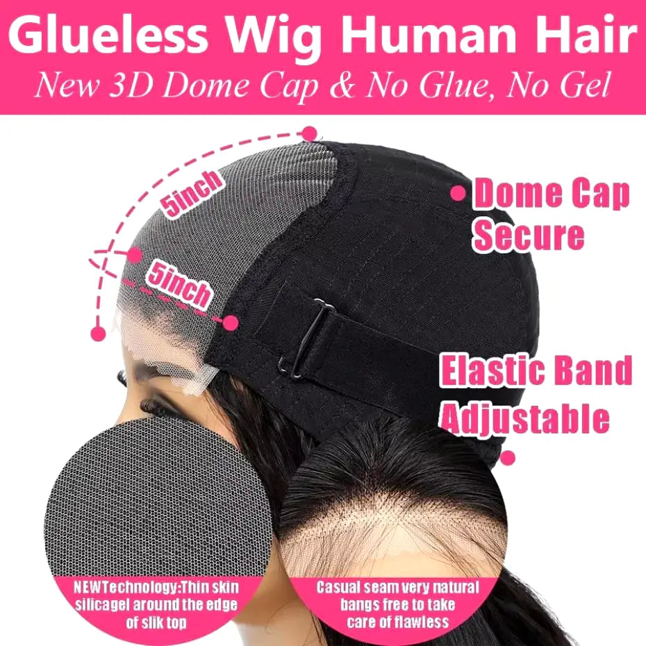 Deep Wave Glueless Lace Closure Wig | Pre-Cut | Ready to Wear | Brazilian Remy Hair Luxegan