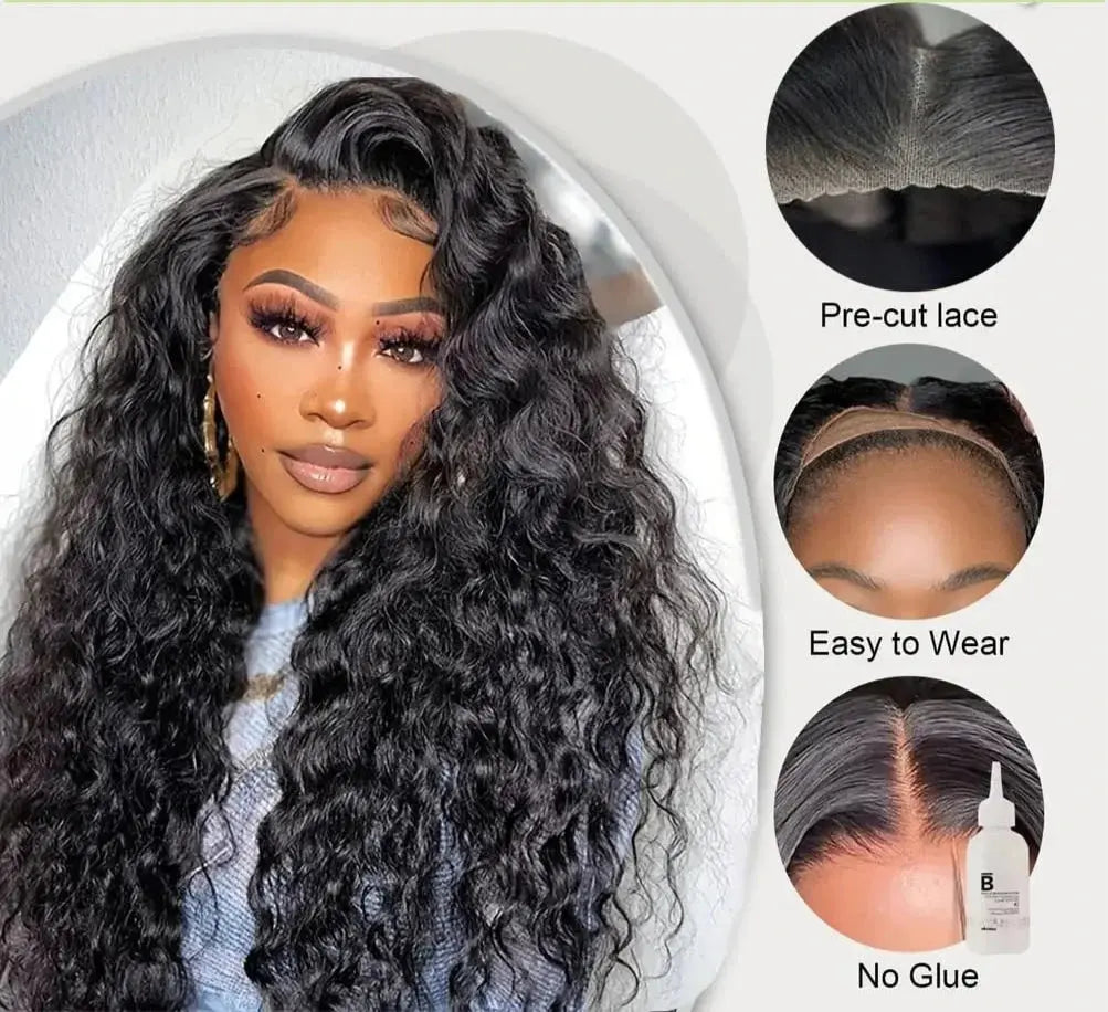 Deep Wave Ready to Wear | Wear and Go | Glueless Wig | Pre-Plucked | 13x4 Lace Frontal | Brazilian Remy Hair Luxegan