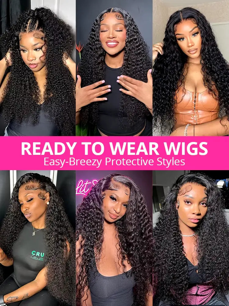 Deep Wave Ready to Wear | Wear and Go | Glueless Wig | Pre-Plucked | 13x4 Lace Frontal | Brazilian Remy Hair Luxegan