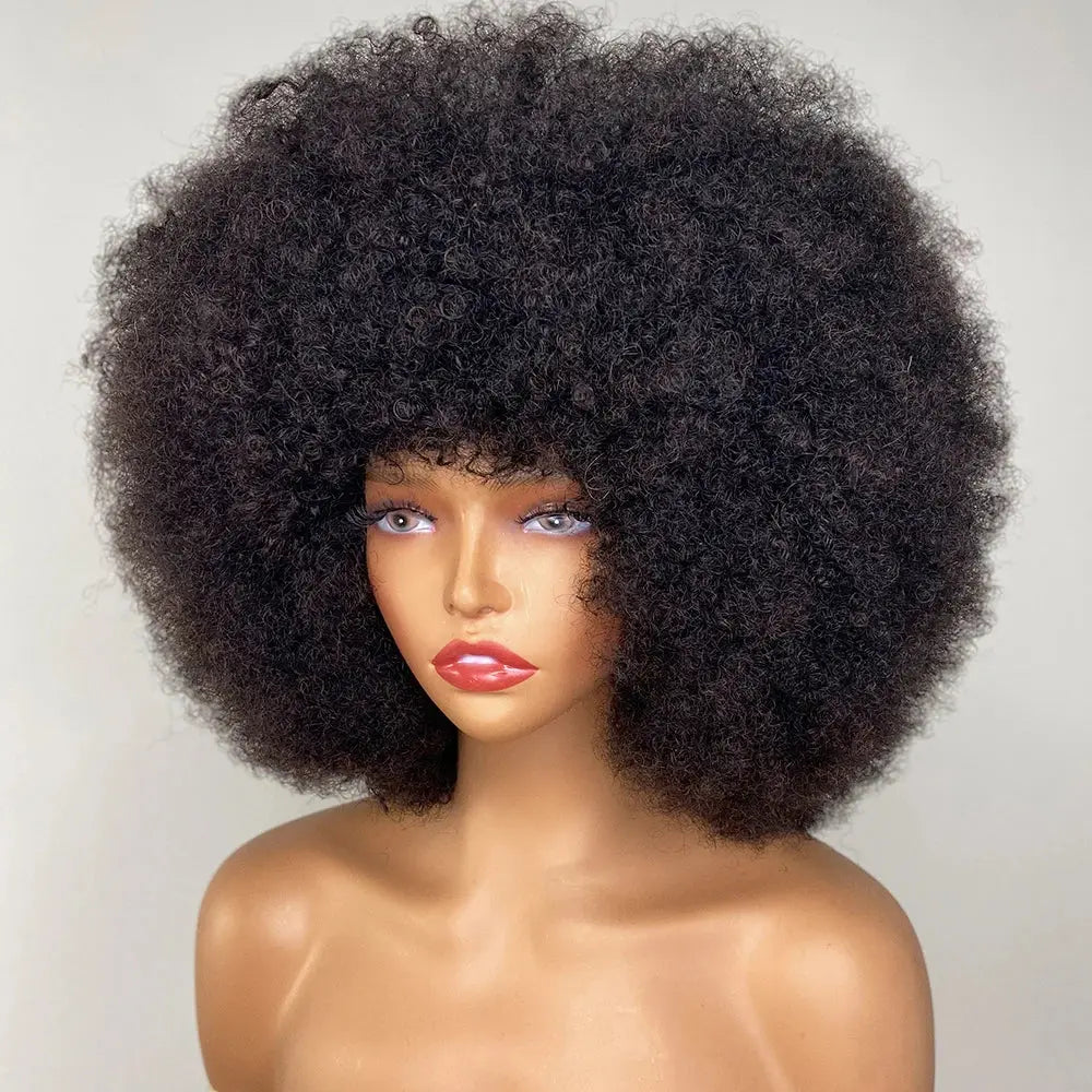 Funmi Curly Wig | Afro Kinky Curly Bob Wig | Brazilian Remy Hair | Full Machine Made Luxegan