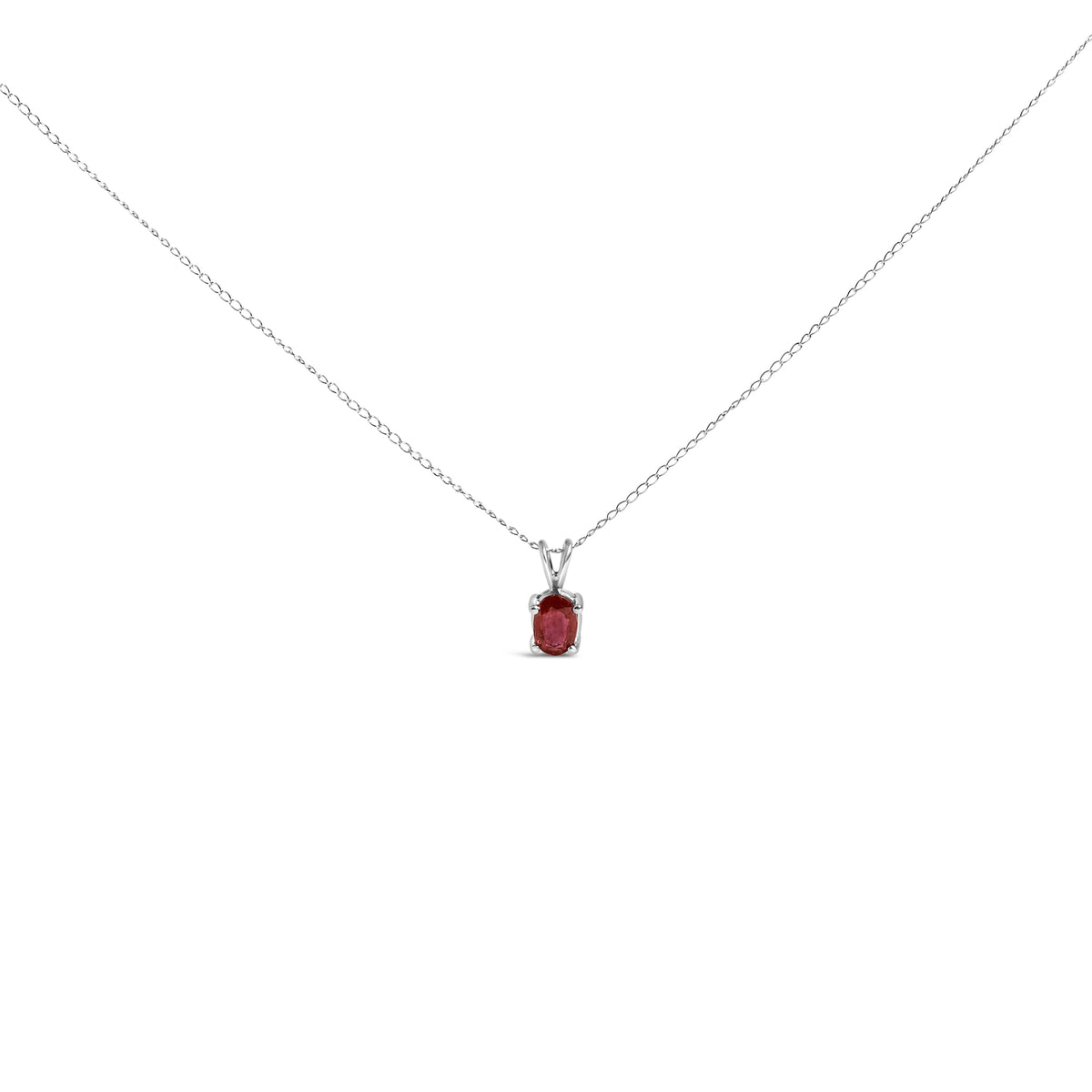 14K White Gold 6x4MM Oval Shaped Purple Amethyst Solitaire Pendant Necklace