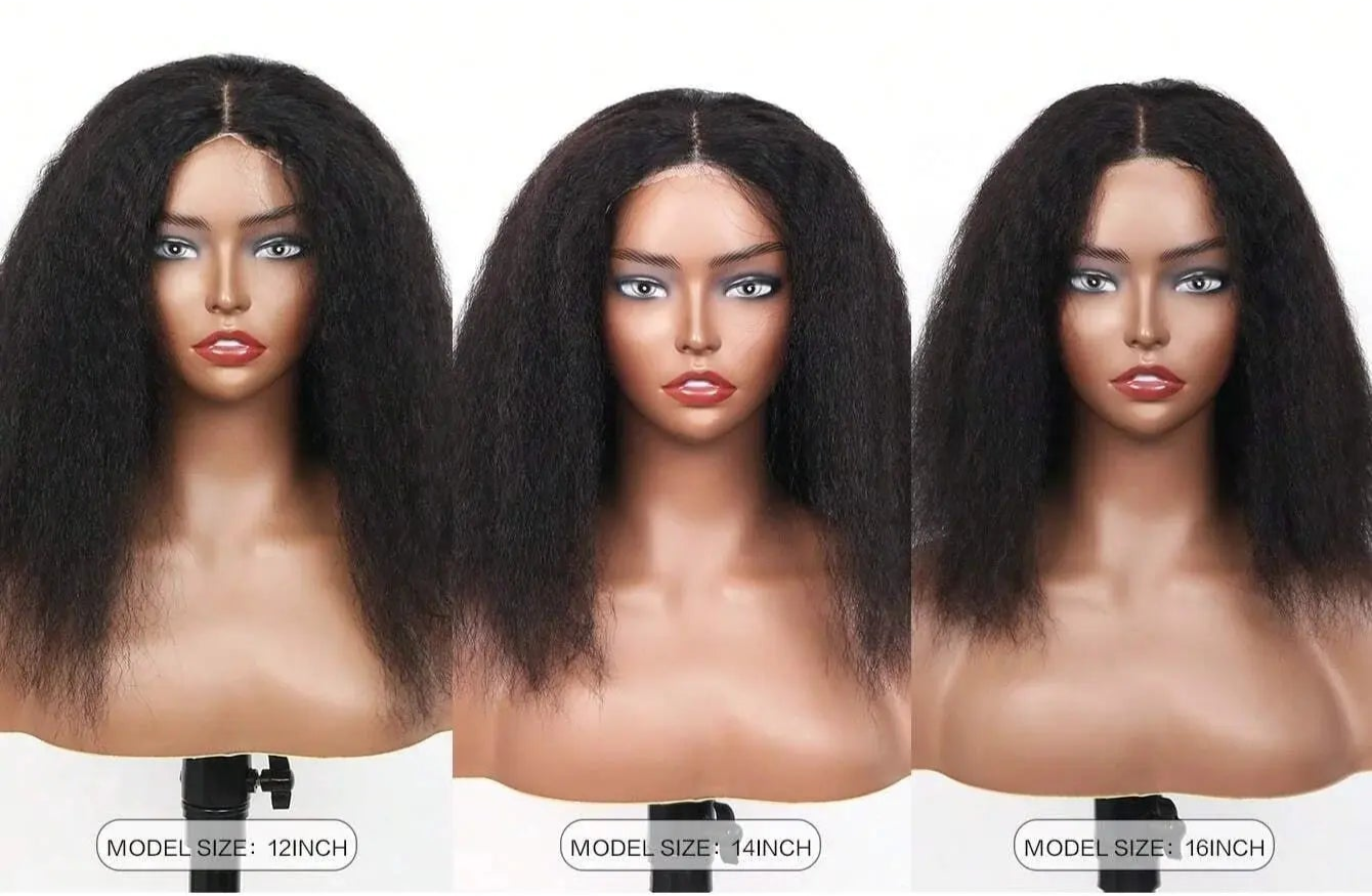 Glueless | Kinky | Straight | Frontal | 100% Human Hair | Wear And Go | Bob | 12A Peruvian Hair | Short | Yaki Straight Wigs