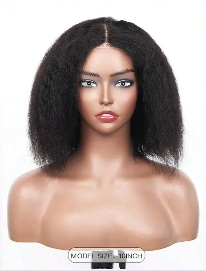 Glueless | Kinky | Straight | Frontal | 100% Human Hair | Wear And Go | Bob | 12A Peruvian Hair | Short | Yaki Straight Wigs