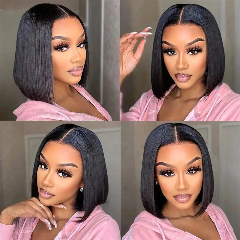 Glueless | Bob Hair | Human Hair | Ready To Wear | Wear And Go | Straight | 4x4 Transparent Lace Closure Wigs Luxegan