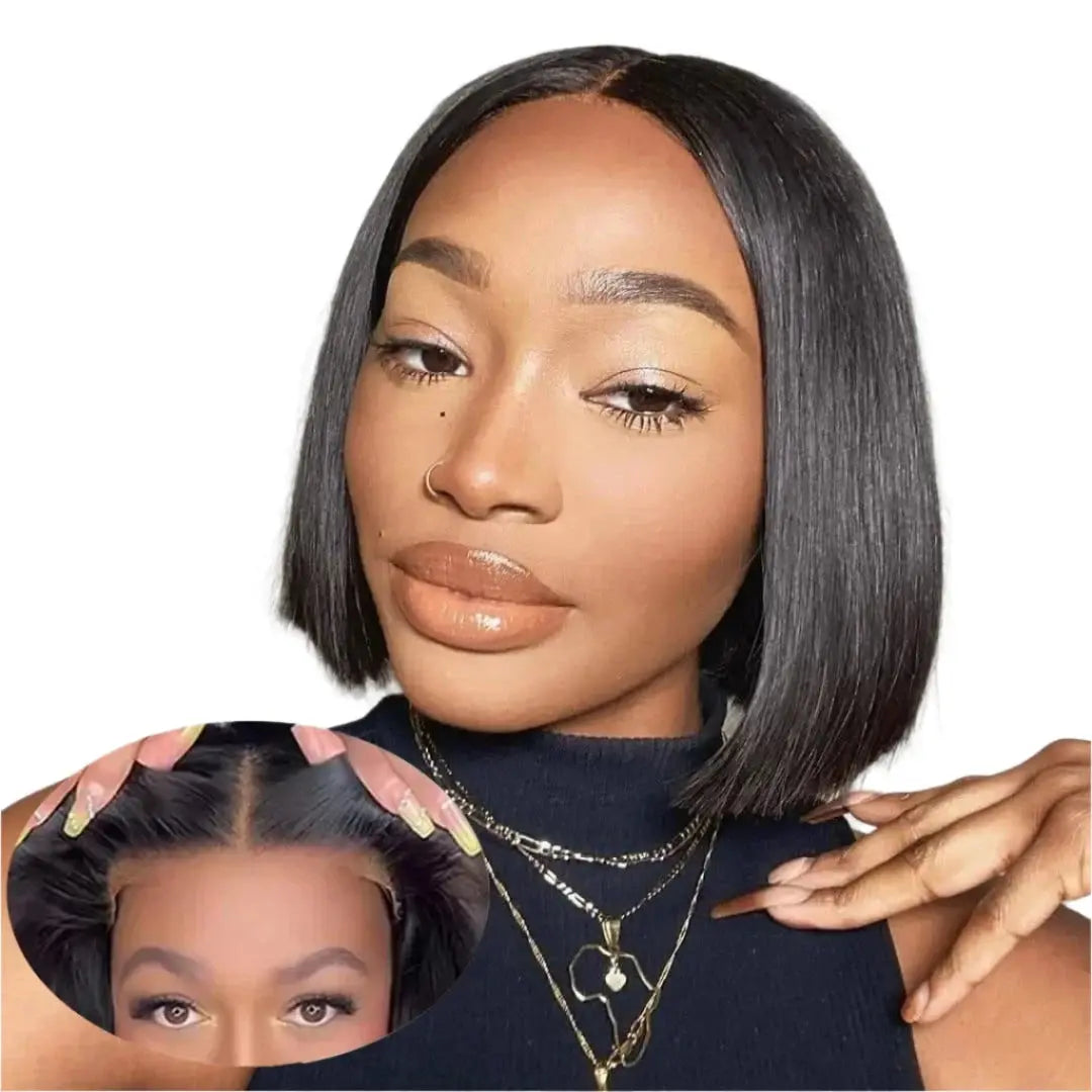 Glueless | Brazilian | Short | Bob | Human Hair | Ready To Wea | Straight r | Lace Closure Wigs Luxegan