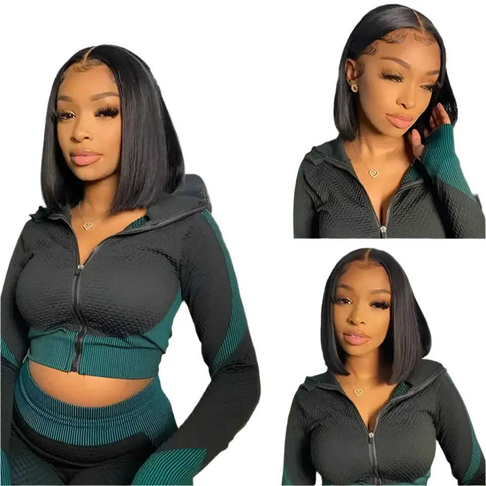 Glueless | Brazilian | Short | Bob | Human Hair | Ready To Wea | Straight r | Lace Closure Wigs Luxegan