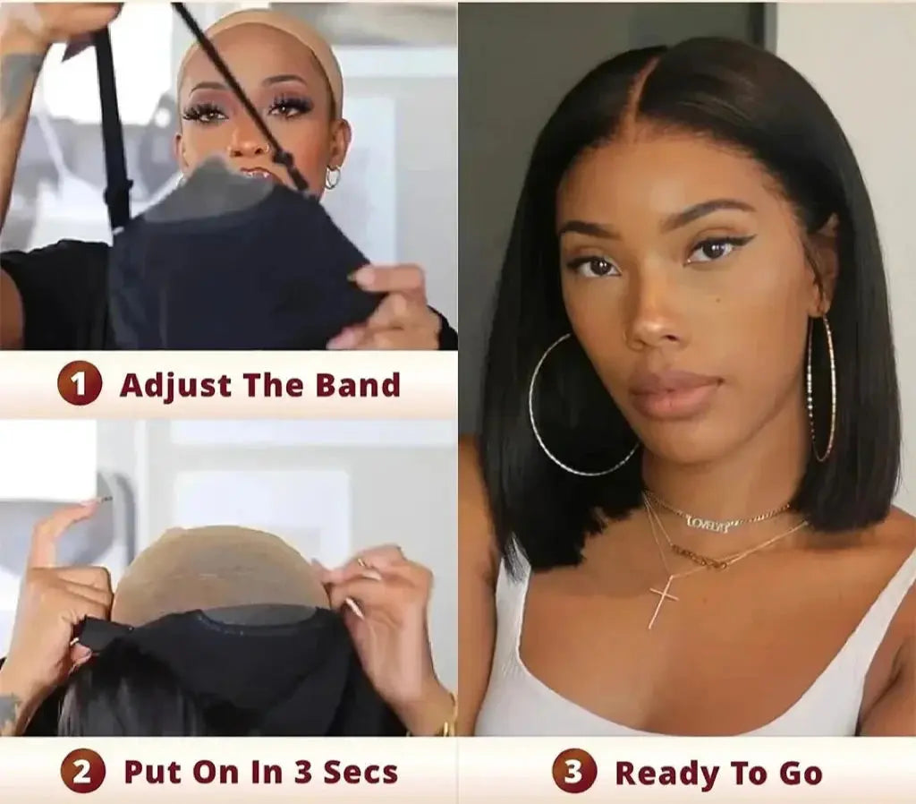 Glueless | Brazilian | Short | Bob | Human Hair | Ready To Wea | Straight r | Lace Closure Wigs Luxegan