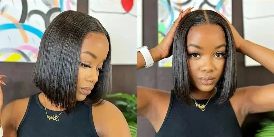 Glueless | Brazilian | Short | Bob | Human Hair | Ready To Wea | Straight r | Lace Closure Wigs Luxegan