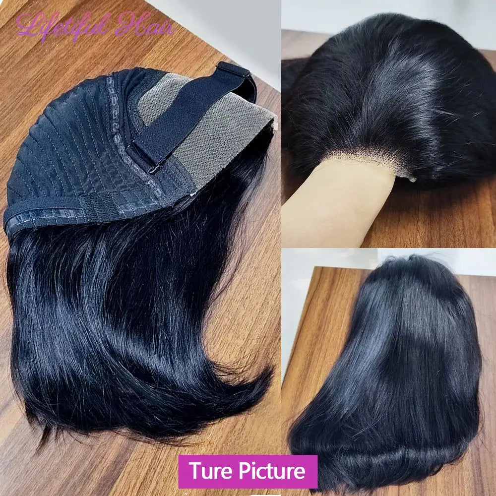 Glueless | Brazilian | Short | Bob | Human Hair | Ready To Wea | Straight r | Lace Closure Wigs Luxegan