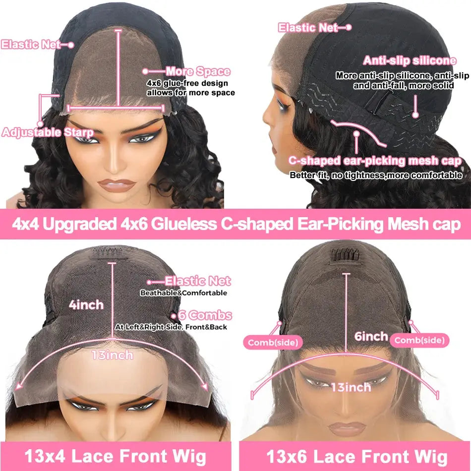 Glueless | Ready to Wear | Wear and Go | Body Wave Bob Wig | Frontal | Glueless | Brazilian Remy Hair Luxegan