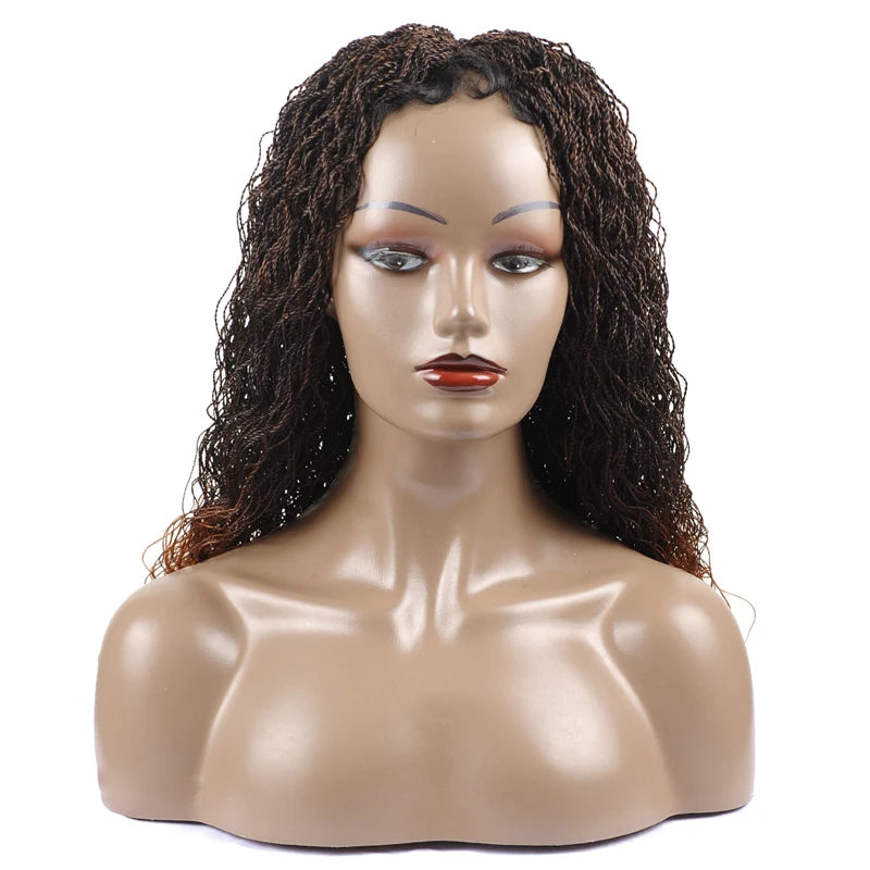 26" Wavy Senegalese Twist Lace Front Wig | Ombre Water Wave Braids | Long Cornrow Braids | Synthetic Wig Luxegan