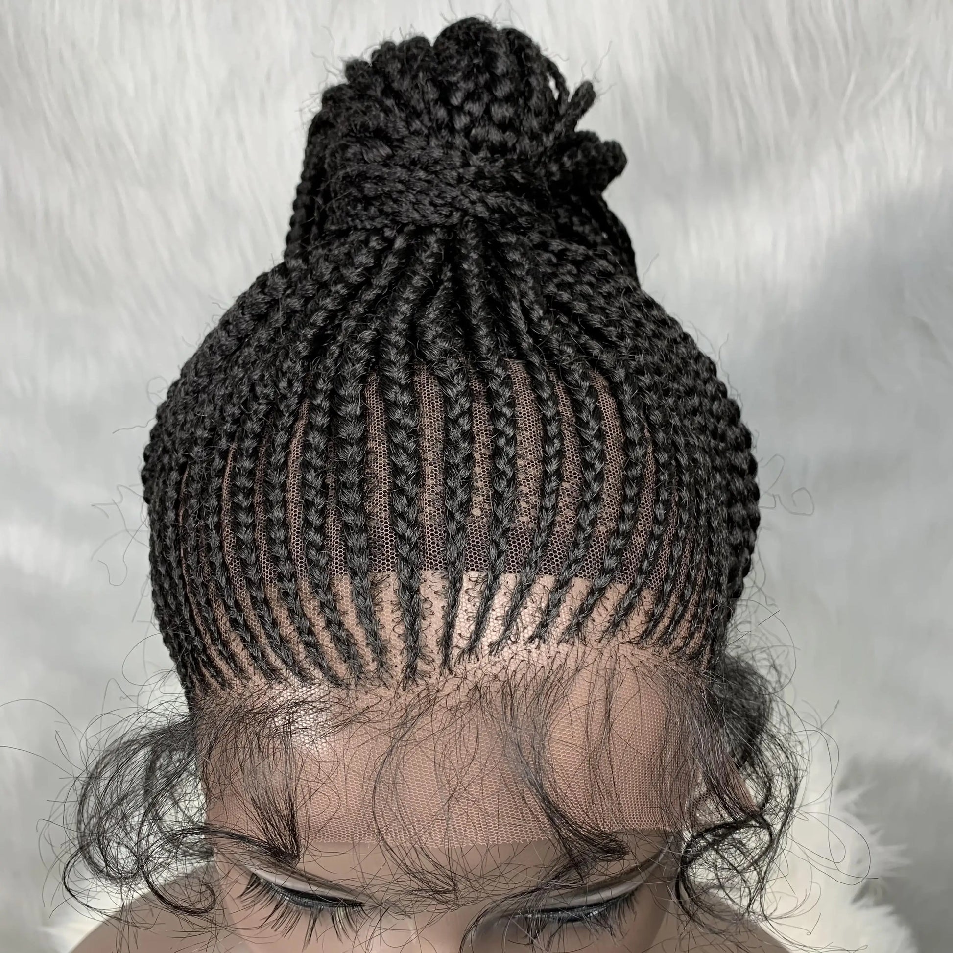 30" Braided Lace Front Wig for Black Women | African Braids with Baby Hair | Synthetic Glueless Mat Wig