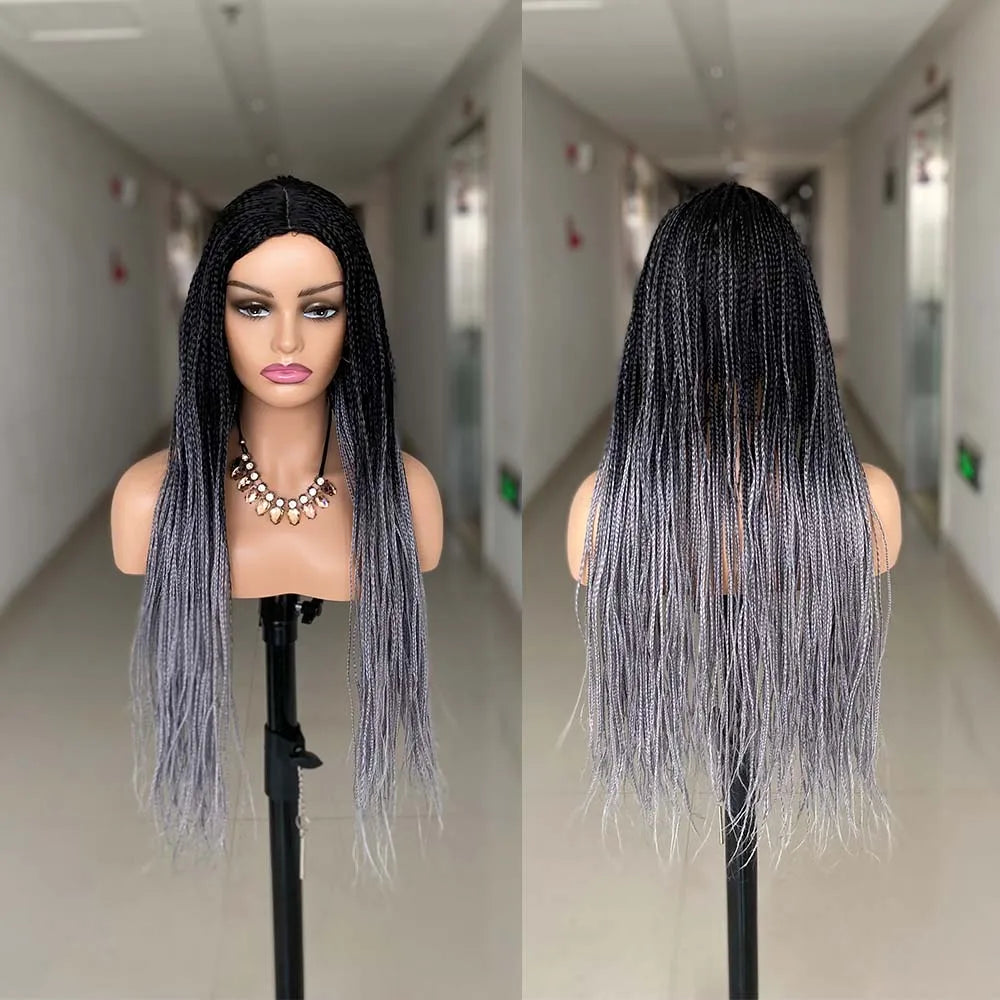 26" Ombre Box Braided Wig for Black Women | Long Synthetic Cosplay Braiding Hair | Heat Resistant Crochet Wigs Luxegan