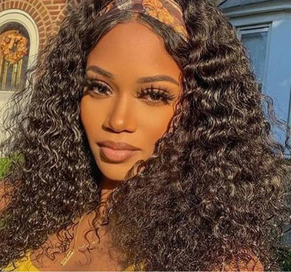 180% Density Jerry Curly Headband Wig | Glueless Brazilian Remy Human Hair Luxegan