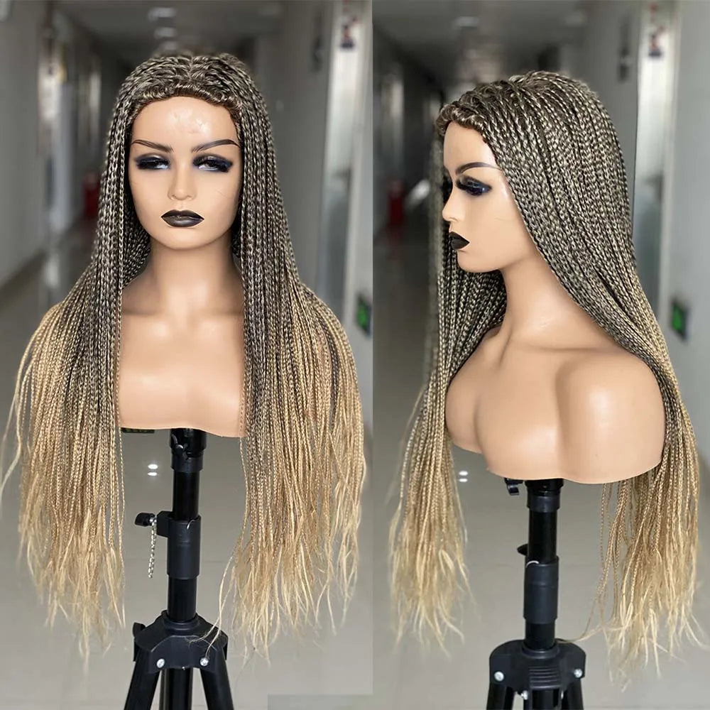 26" Ombre Box Braided Wig for Black Women | Long Synthetic Cosplay Braiding Hair | Heat Resistant Crochet Wigs Luxegan