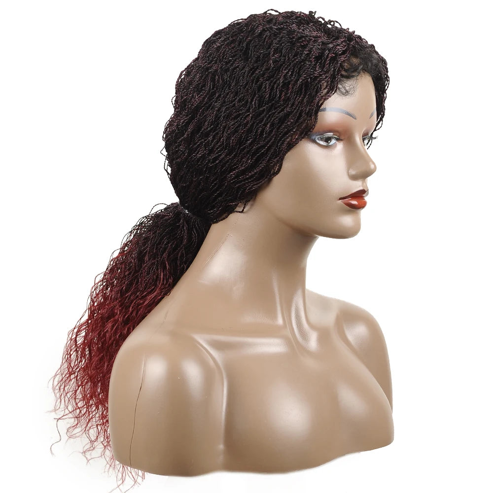 26" Wavy Senegalese Twist Lace Front Wig | Ombre Water Wave Braids | Long Cornrow Braids | Synthetic Wig Luxegan