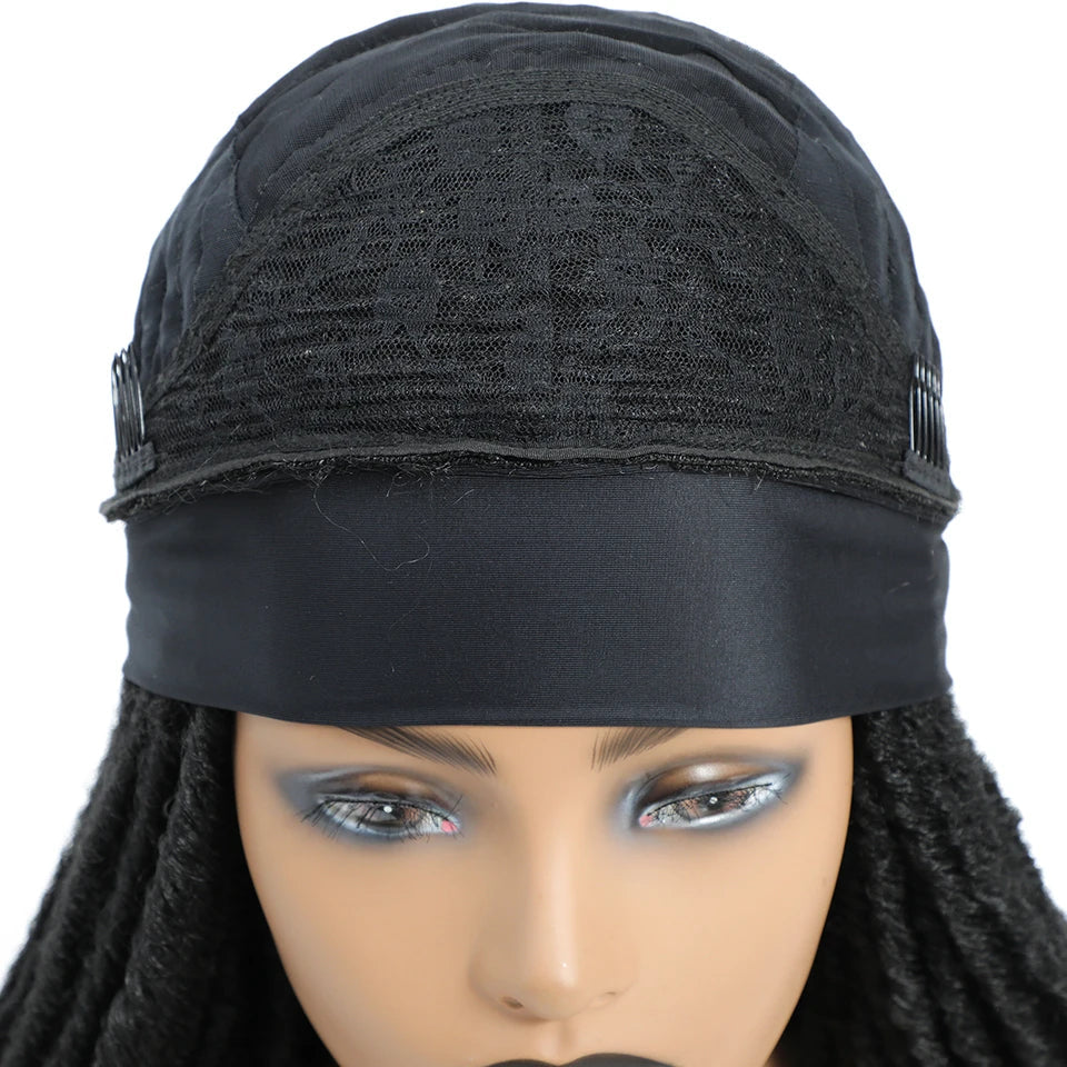 Long 22" Goddess Locs Headband Wig | Curly Ends | Soft Faux Locs | Synthetic Braids | For Women - Luxegan