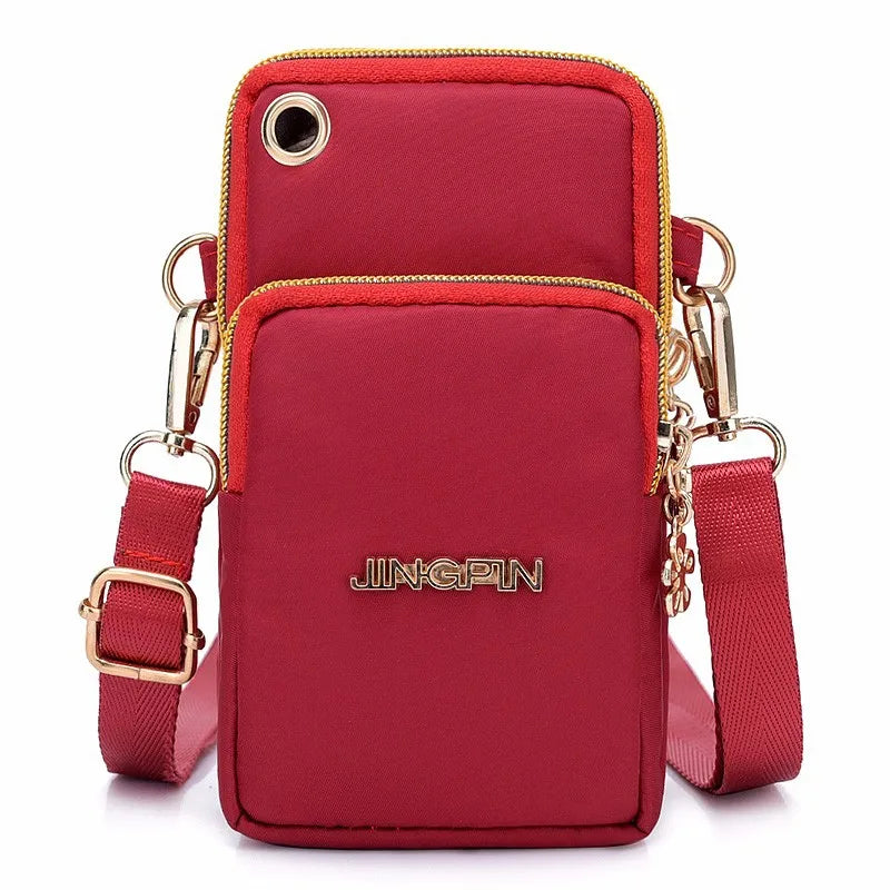 Nylon Solid Flap Bag | Soft Waterproof Sequined Flowers Crossbody Phone Pouch Luxegan