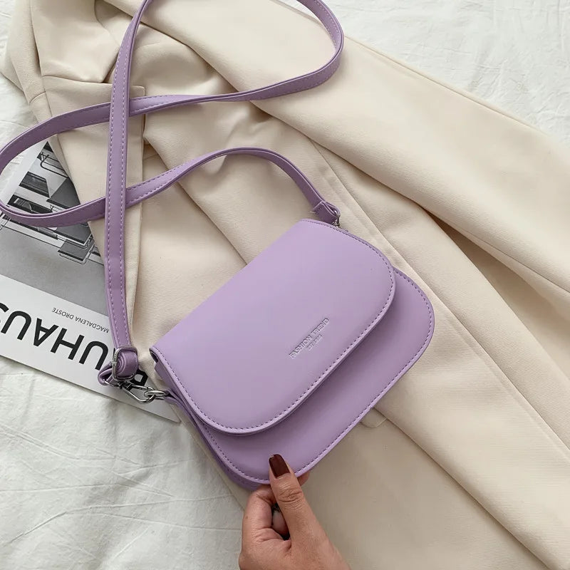 Vintage PU Leather Saddle Bag | Small Handbag with Lettering Luxegan