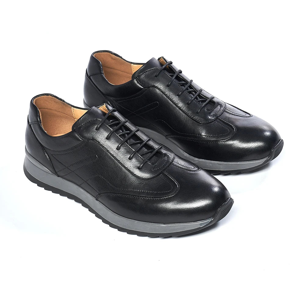 High-Quality Men's Casual Sports Sneakers | Sophisticated Genuine Leather Lace-Up Silhouette | Elegant "Anti-Odor" All-Season Walking Shoes | "Dignified" Abrasion-Resistant Sneakers for Radiant Versatile Styling Luxegan