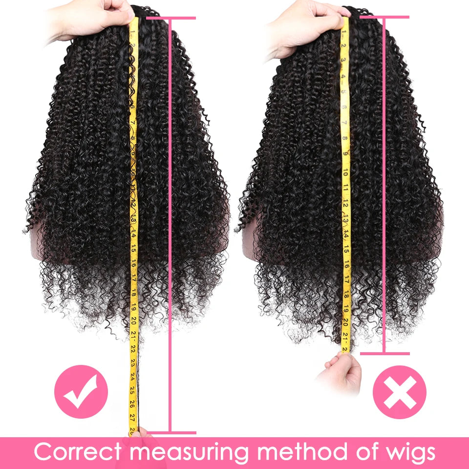 12"-30" Long Kinky Curly Lace Front Wig | 150% Density | Brazilian Remy Human Hair | 4x4 Lace Closure | Pre-Plucked - Luxegan