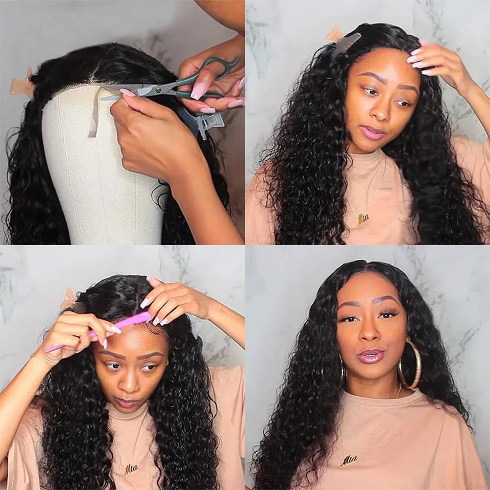 12"-30" Long Kinky Curly Lace Front Wig | 150% Density | Brazilian Remy Human Hair | 4x4 Lace Closure | Pre-Plucked - Luxegan