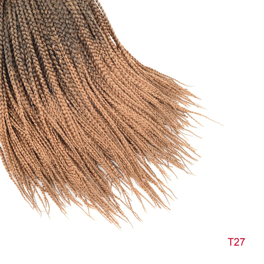 Medium 3X Box Braids Crochet Hair Extensions - 14", 18" & 22" Pre-Looped Ombre Handmade Synthetic Braids - Low Temperature Fiber 22 Strands/Pack Crochet Braids for Women Luxegan