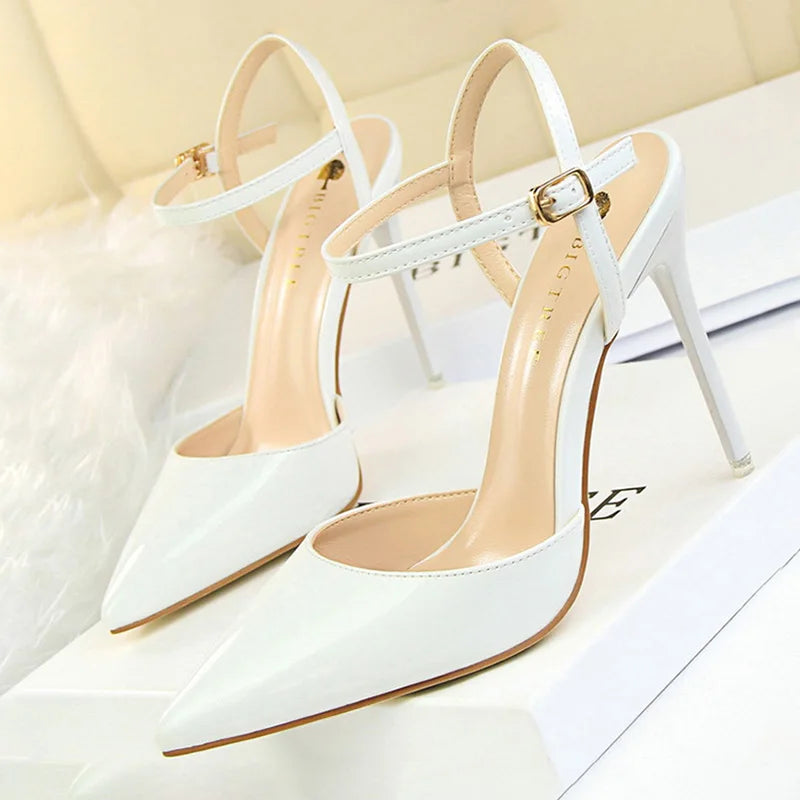 Metallic Patent Leather Stiletto Pumps | Sophisticated Blue & Silver Pointed Toe Heels | Elegant "Super High" Party Sandals | "Dignified" Shallow Mouth Stilettos for Radiant Versatile Styling Luxegan