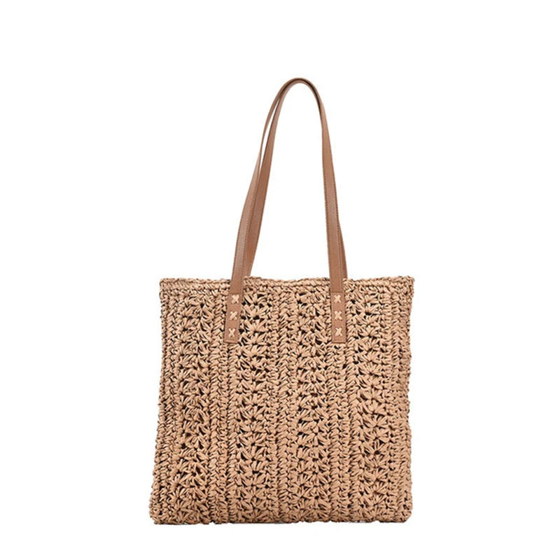 Summer Hollow Out Straw Bag Women | Large Capacity Handmade Weave Shoulder Totes Bag | Travel Beach Bag Shopping Pouch Luxegan