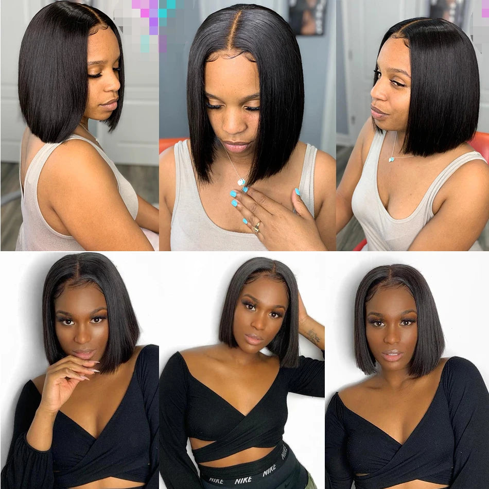Wear And Go Glueless Bob Wigs 13x4 Bone Straight Lace Front Human Hair Wigs for Women Brazilian Transparent Lace Frontal Wigs