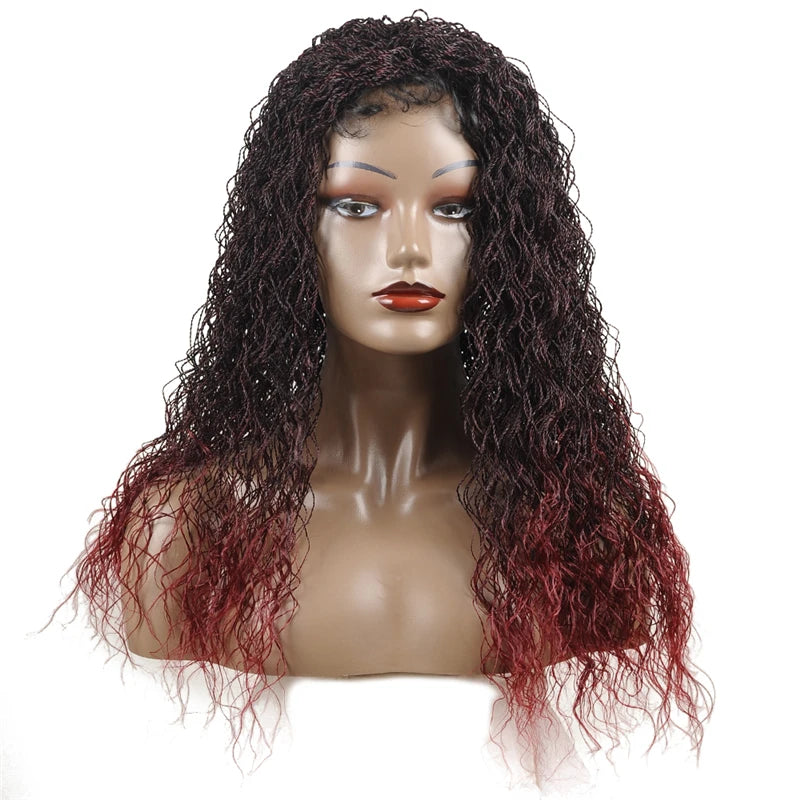 26" Wavy Senegalese Twist Lace Front Wig | Ombre Water Wave Braids | Long Cornrow Braids | Synthetic Wig Luxegan