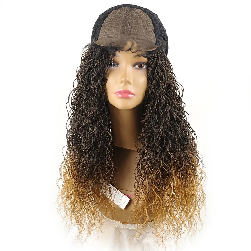 26" Wavy Senegalese Twist Lace Front Wig | Ombre Water Wave Braids | Long Cornrow Braids | Synthetic Wig Luxegan