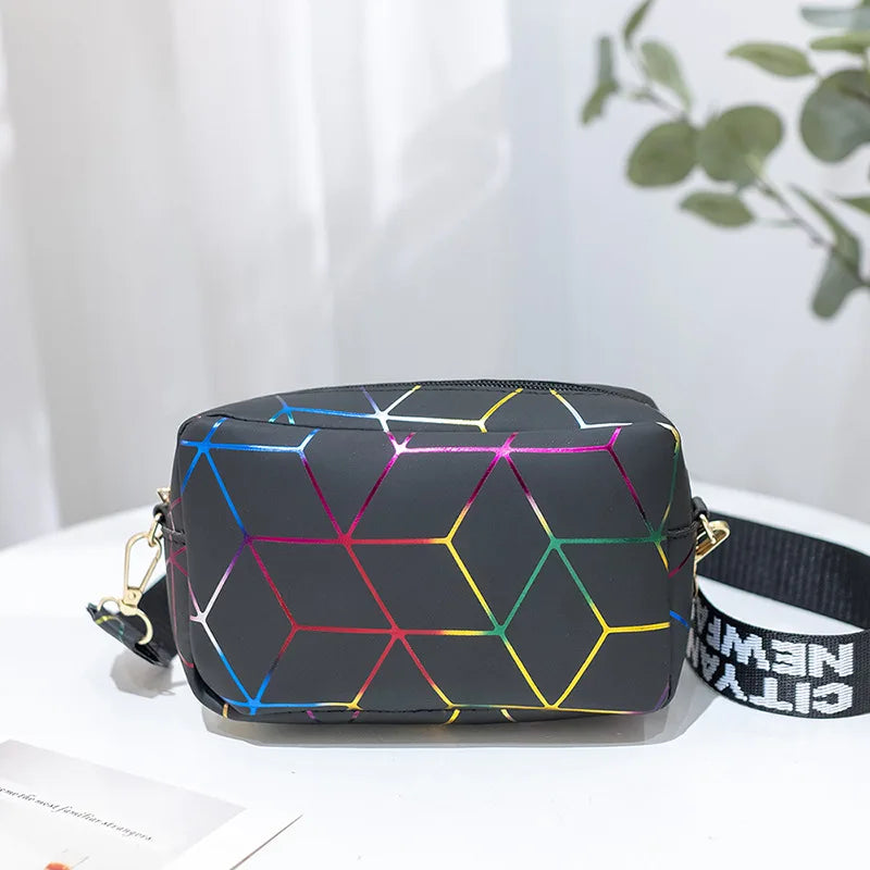 Women's Laser Crossbody Bag | Sling Shoulder Bag & Jelly Holographic Square Messenger Satchel Bag (Daily Small Handbag Purse) Luxegan