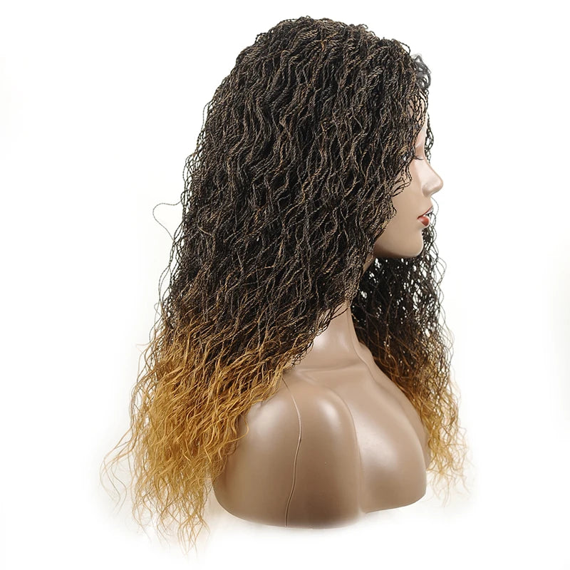 26" Wavy Senegalese Twist Lace Front Wig | Ombre Water Wave Braids | Long Cornrow Braids | Synthetic Wig Luxegan
