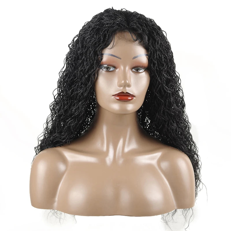 26" Wavy Senegalese Twist Lace Front Wig | Ombre Water Wave Braids | Long Cornrow Braids | Synthetic Wig Luxegan