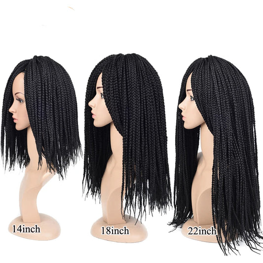 Medium 3X Box Braids Crochet Hair Extensions - 14", 18" & 22" Pre-Looped Ombre Handmade Synthetic Braids - Low Temperature Fiber 22 Strands/Pack Crochet Braids for Women Luxegan