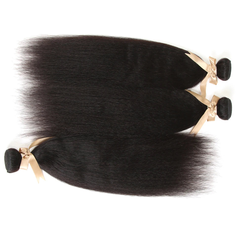Rebecca Brazilian Yaki Straight Human Hair Extensions | 100% Remy Double Weft Bundles Luxegan