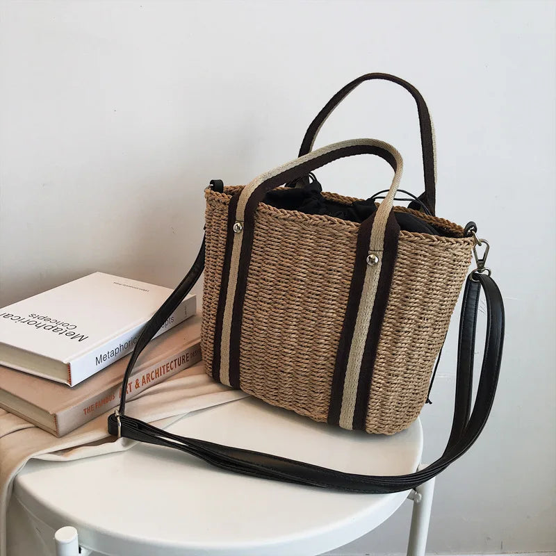 Summer Straw Handbag | Large Capacity Woven Shoulder Bag & Bohemian Beach Tote Luxegan