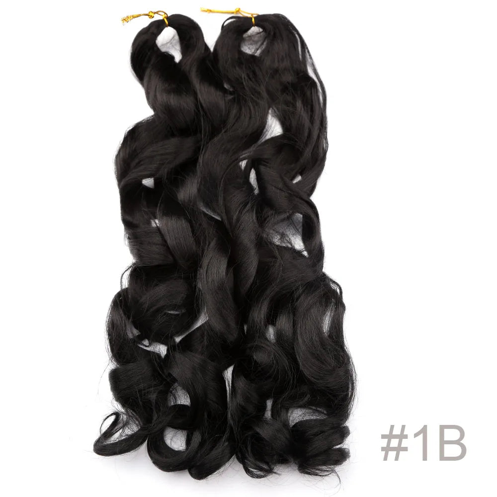 Synthetic Loose Wave Crochet Braiding Hair – Spiral Curls French Curls Pre-Stretched Ombre Braids 16"-26" | 6 Packs Luxegan