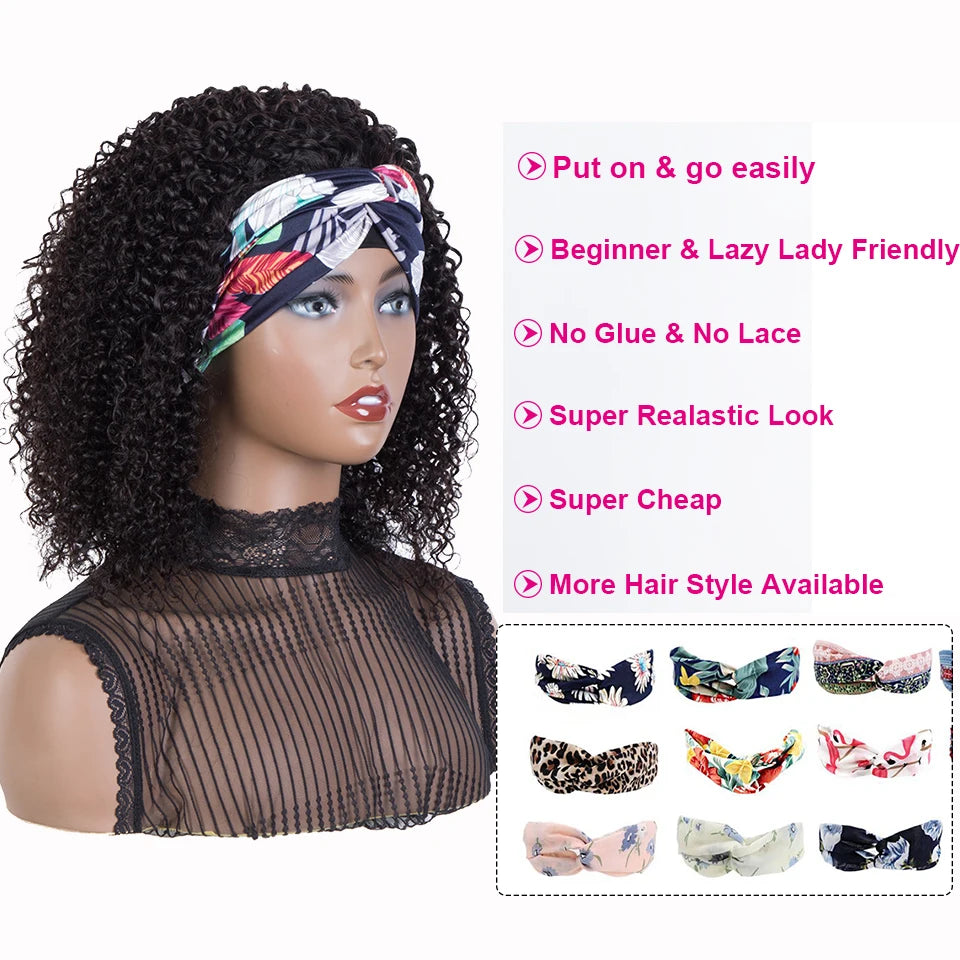 Brazilian Curly Headband Wig | Glueless Jerry Curl Remy Human Hair (Full Machine Made, Beginner Friendly) Luxegan