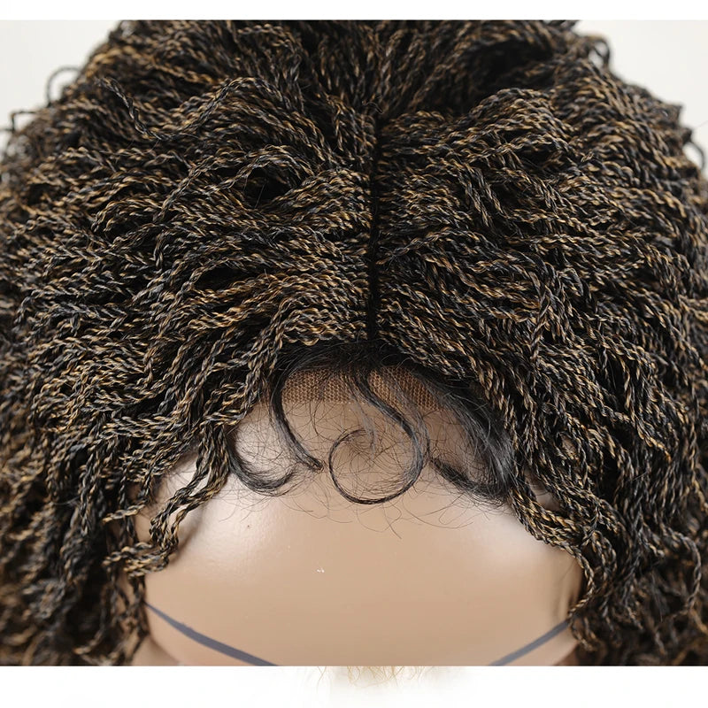 26" Wavy Senegalese Twist Lace Front Wig | Ombre Water Wave Braids | Long Cornrow Braids | Synthetic Wig Luxegan