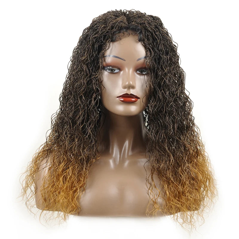 26" Wavy Senegalese Twist Lace Front Wig | Ombre Water Wave Braids | Long Cornrow Braids | Synthetic Wig Luxegan