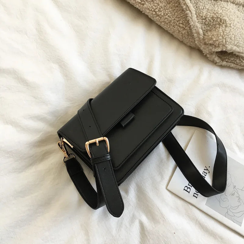 Vintage Shoulder Bag for Women | Simple Solid Color Messenger Bag & Small Square Crossbody Luxegan