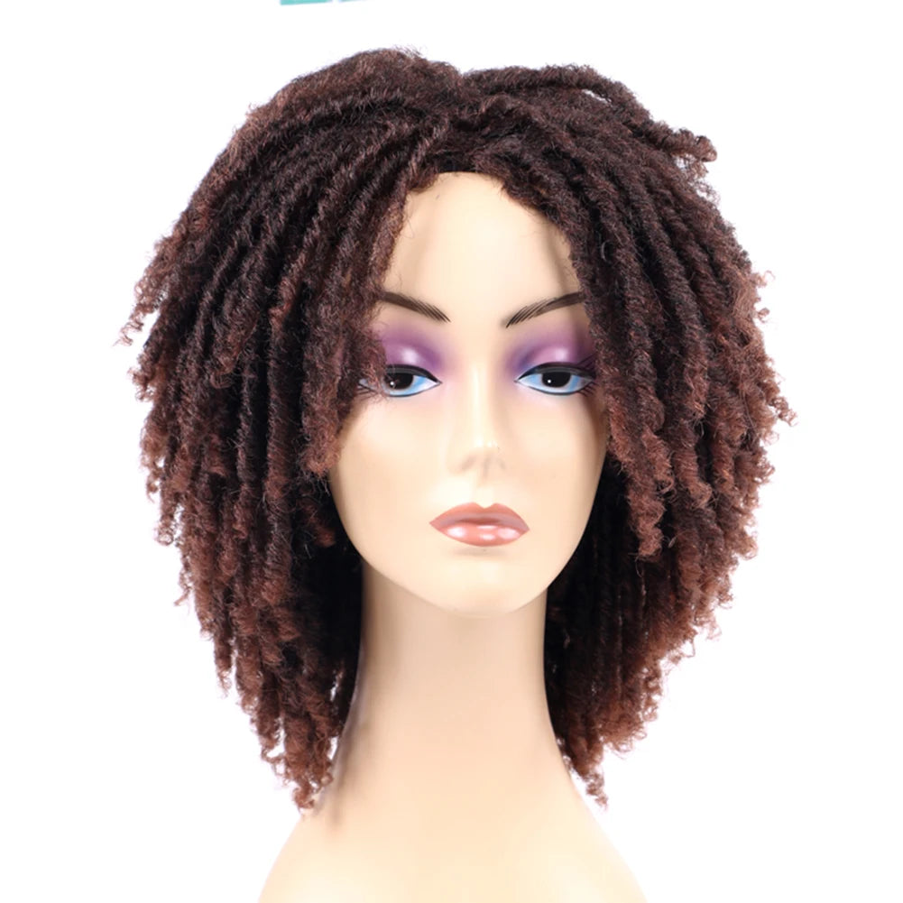Short Dreadlock Wig for Black Women Afro Curly Twist Wigs Synthetic Heat Resistant Breathable Faux Locs Braids Hair Wigs Luxegan